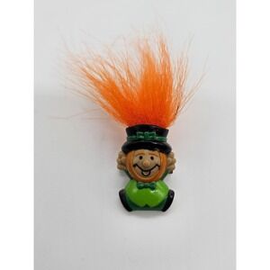 Vintage St. Patrick's‎ Day Leprechaun Troll Doll Figurine with Orange Hair